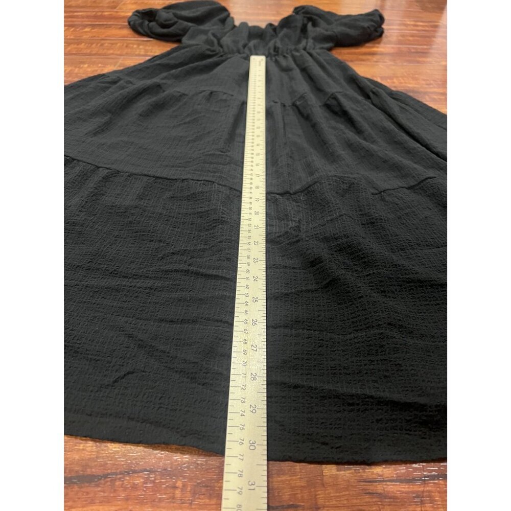 ASTR The Label Black Midi Dress WOMEN S BLACK Puff Sleeves & Smocked Waist - Picture 7 of 8